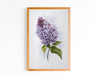 Watercolor Lilac Flower Print | Lilac Art Print | Lilac Wall Decor| Wall Flowers Print | Instant Download | Printable Art | Illustration
