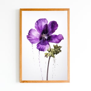 Violet Flower Print | Watercolor Violet Flower Art | Violet Art Print | Violet Wall Decor| Wall Flowers | Instant Download | Printable Art