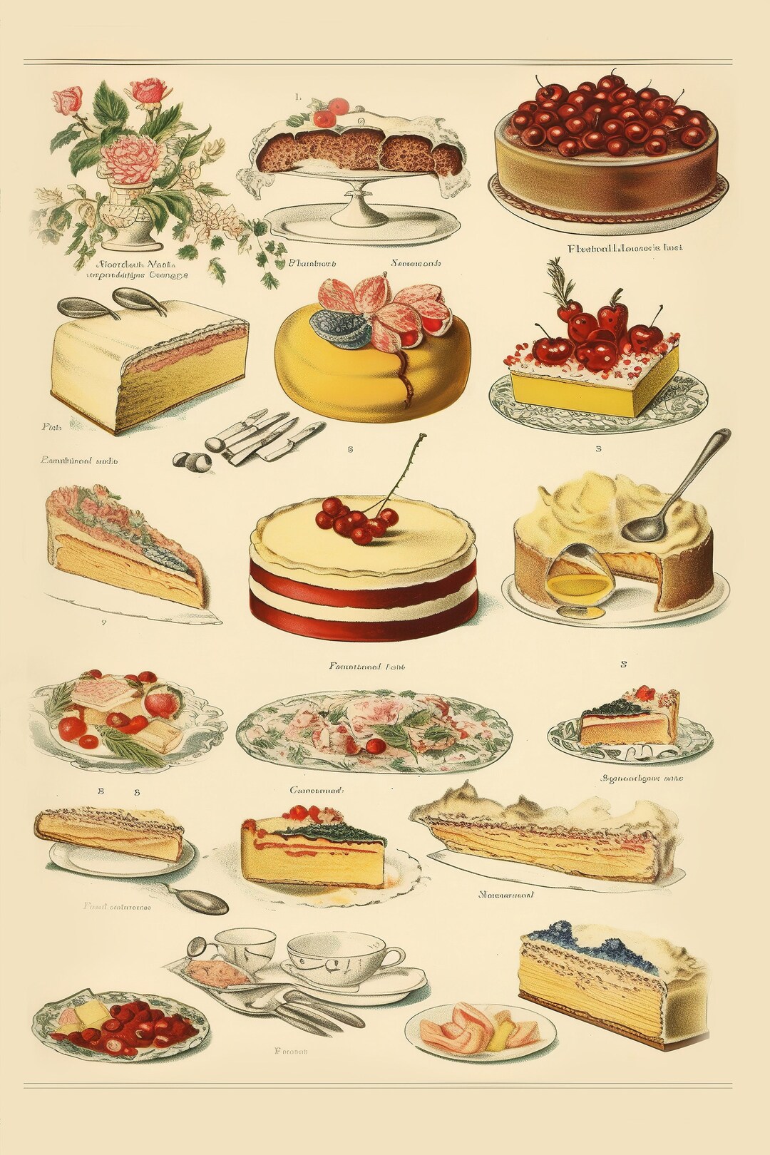 Vintage Posters Desserts and Seafood Downloadable Prints Vintage ...