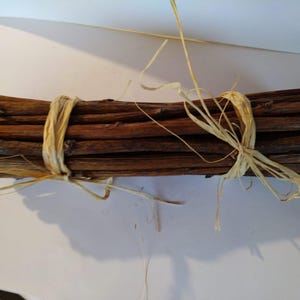 May include: A bundle of brown sticks tied together with natural twine. The sticks are about 12 inches long and are perfect for crafts or fire starting.