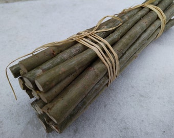 Willow wooden sticks,set of 25 pcs,30cm length,diameter 5-12mm..