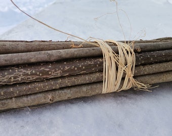 Palitos de madera de avellano, 30 cm, juego de 25 con diámetro 6-18 mm.
