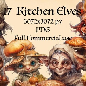 17 magische keukenelfen, png. Fantasie. Magische wezens. Huiselfen.  Feeën Clipart direct downloaden.