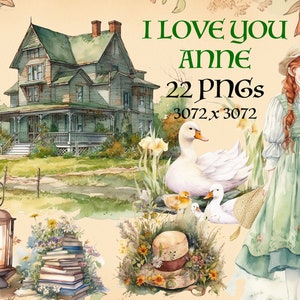 22 Te am Ana PNG. Casa Rural Literaria. Vida rústica del campo. Acuarela Descarga instantánea Clipart.