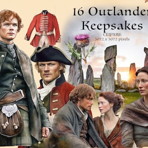 16 Outlander Andenken PNG. Schottland. Claire und Jaime. Scottish Clipart Bundle. Sofort Download