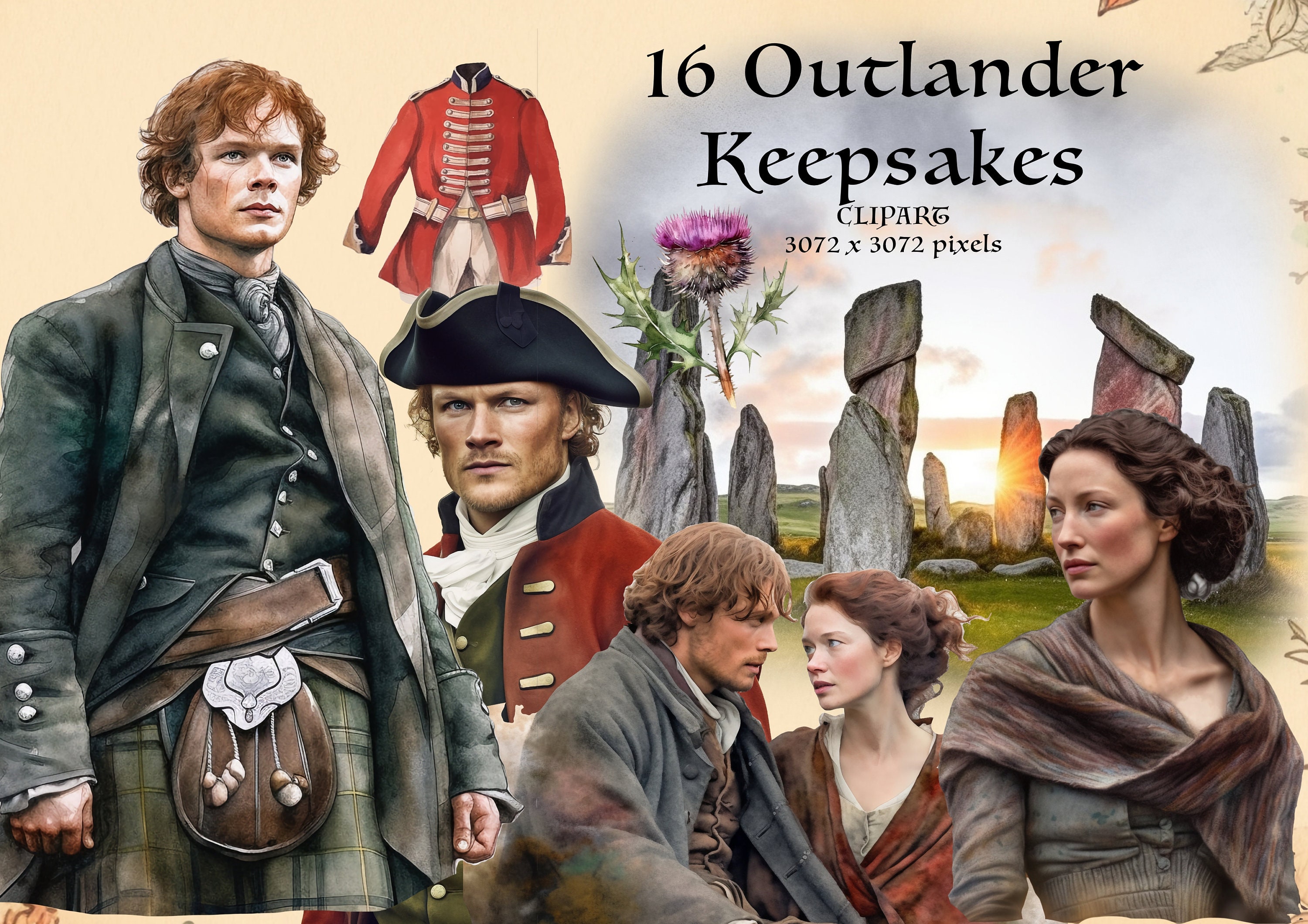 16 Outlander Keepsakes PNG. Scotland. Claire and Jaime. Scottish