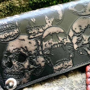 Cartera de cuero largo hecha a mano de la vieja escuela, Cartera de alta calidad, Regalo de papá, Cartera personalizada, Regalo de Navidad