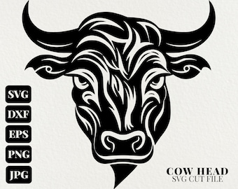 Cow Head SVG Commercial Use Clip Art, Cow Svg Clipart PNG, Digital Farm Life Svg Clipart, POD Allowed, Svg Files For Cricut, Cow Face Svg