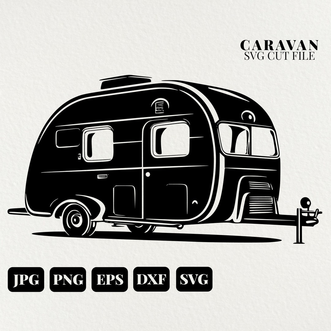 Camper SVG Commercial Use Clip Art, Travel Clipart, Caravan Svg, Travel