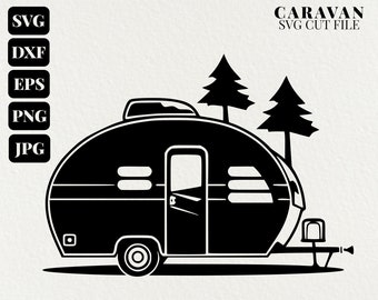 Camper SVG Commercial Use Clip Art, Travel Clipart, Caravan svg, travel clip art, Svg Files For Cricut, diy Crafts, Camper Van clipart