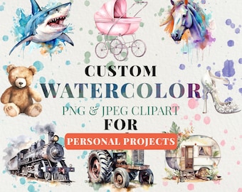 Custom Watercolor PNG Personal Use Only Clip Art, Custom Order PNG, Customer Request Watercolor Illustration Clipart, Personalized clipart