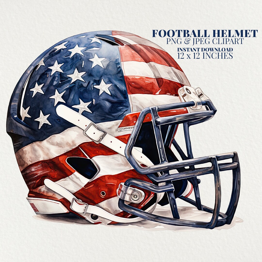 American Flag Football Helmet Watercolor PNG Commercial Use - Etsy