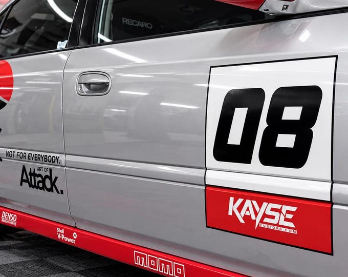 Custom Racing Number Decal with Your Logo, Personalized Race Car Door Number Stickers, Track Day Autocross Car Graphics, Set of 2
