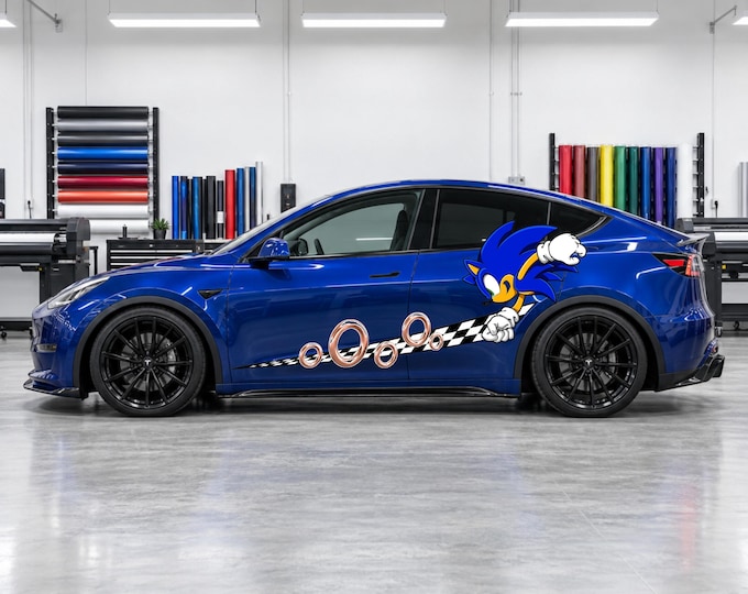 Custom Fit Sonic the Hedgehog Car Livery Decal Kit, Racing Stripe Graphics (Vinyl Set)