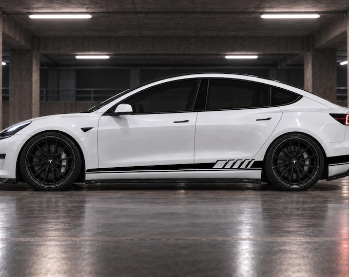 Custom Side Stripe Decal Kit | Personalized Car Graphics Fits Tesla Model 3 Model Y