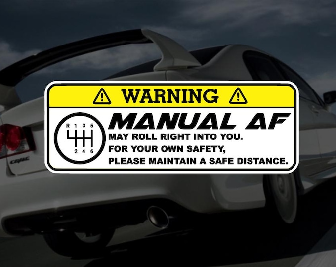 Funny "Manual AF" Car Decal: Stick Shift JDM Bumper Sticker