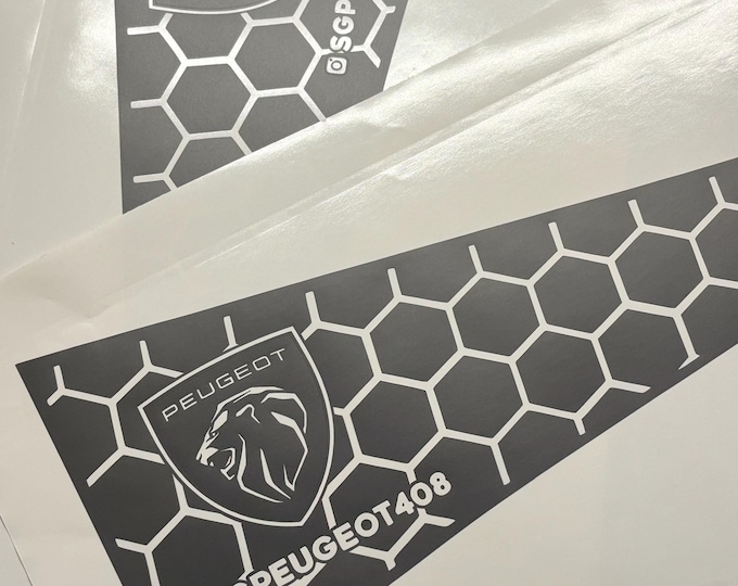 Custom Peugeot 408 Honeycomb Quarter Window Decal | Lion Style IG Handle Sticker
