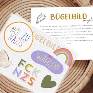 Bügelbild Mix Bogen Minis Friedenstaube Regenbogen „nö! Zu Nazis“ keine Nazis FCK NZS Statement Patch