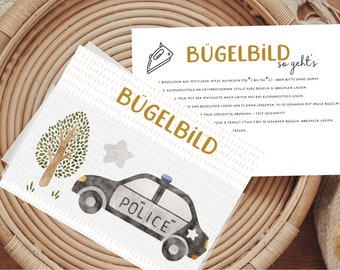 Mono-Quick Bügelbild Polizeiauto – Aufnäher Patch 5,0 X 4,0 Cm | Zum Aufbügeln Auf Kleidung & Accessoires
