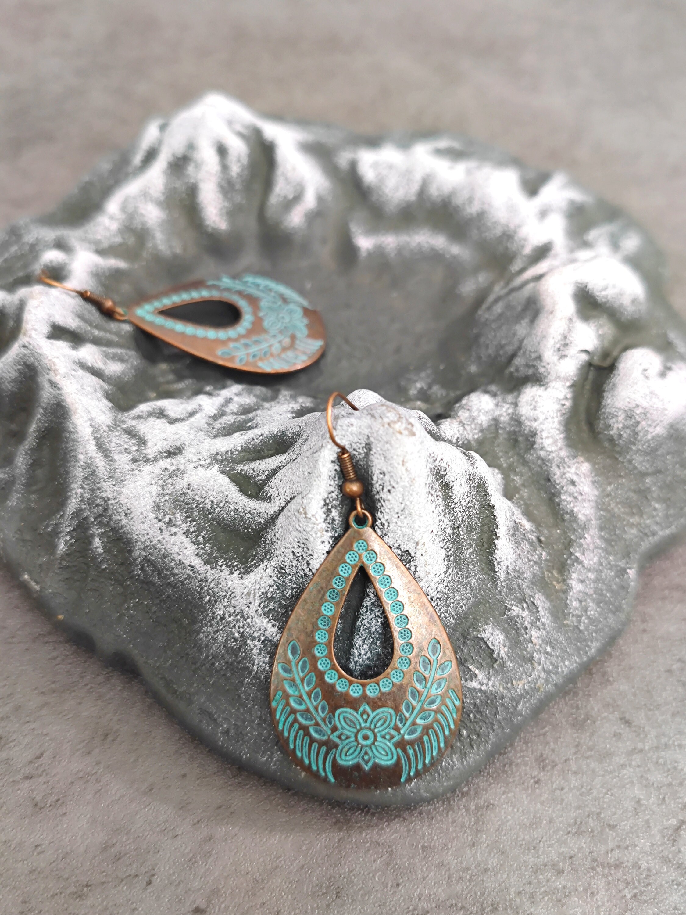 Boucles D'oreilles Tribales Anciennes D'Oman - Bijou Ethnique Islamique En Argent Sterling - Occasion