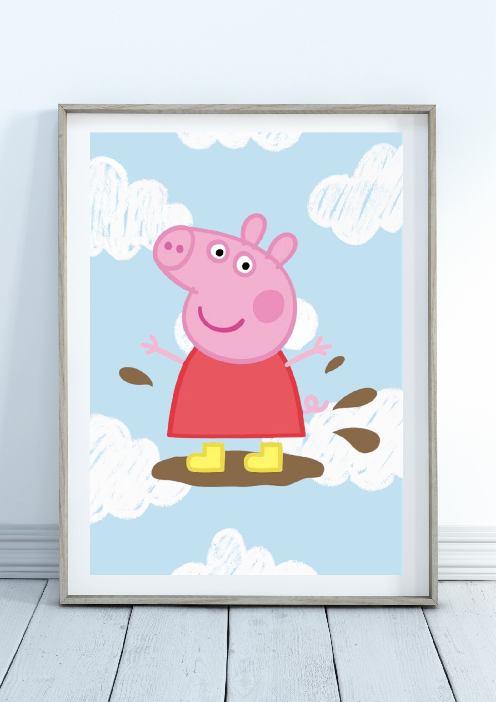 Peppa Wall Print Jumping in Muddle Puddles Peppa - Etsy