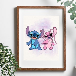 Stitch & Angel wall print