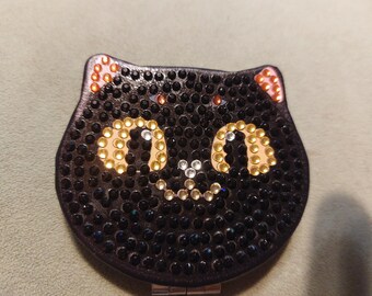 Jeweled Black cat Compact