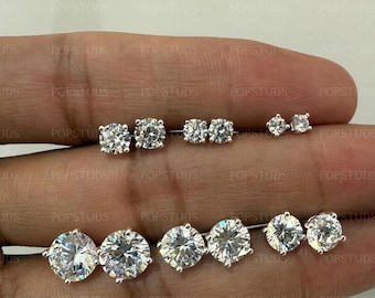 Moissanite Stud Earrings In 925 Silver or Yellow Gold Pair Earrings with Screwback, Earrings for Women & Men, Anniversary Gift