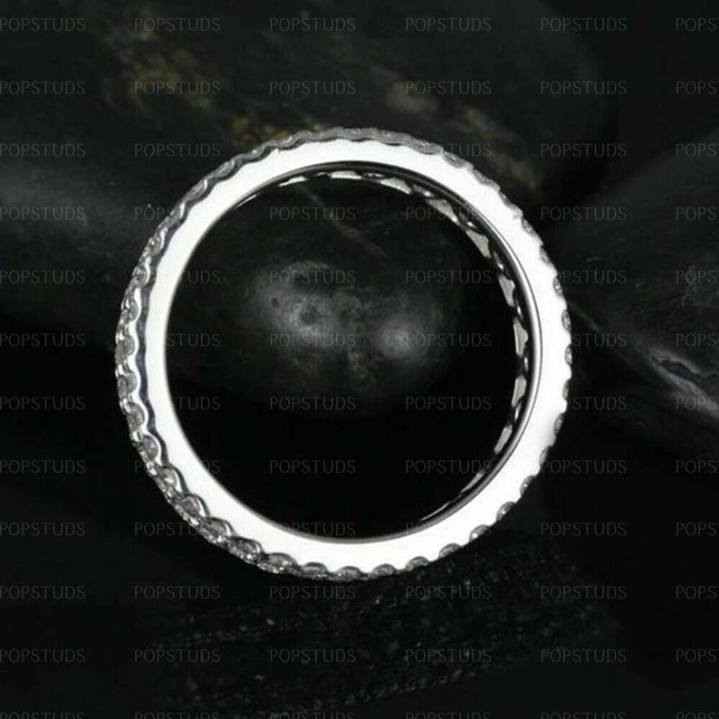 3CTW Round Cut Moissanite Full Eternity Wedding Band, 14K White Gold ...