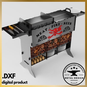 Hago barbacoa, juego de parrilla personalizado, regalos de barbacoa, juego de barbacoa personalizado, juego de barbacoa, regalos de parrilla para fumadores, parrilla al aire libre, parrilla para acampar Dxf, barbacoa portátil
