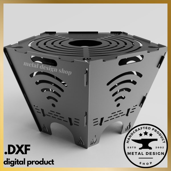 Fire Pit, Wood Stove, Dxf Files For Plasma, Pentagonal Fire Pit, Portable Fire Pit, Camping Fire Pit, Dxf File, Foldable Fire Pit, Grill Dxf