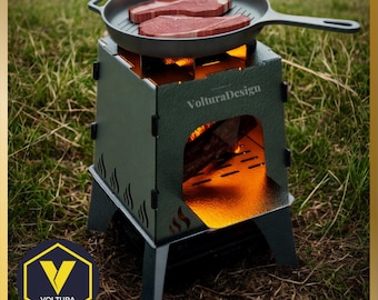 Portable Wood Burning Stove DXF Fire Pit Grill Camping Cooker CNC Laser Cut Files