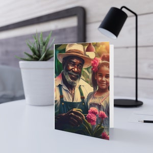 Padres negros, abuelos negros, IA digital, tarjetas afroamericanas, tarjetas de felicitación negras, tarjetas de hombres negros, tarjetas de felicitación del abuelo