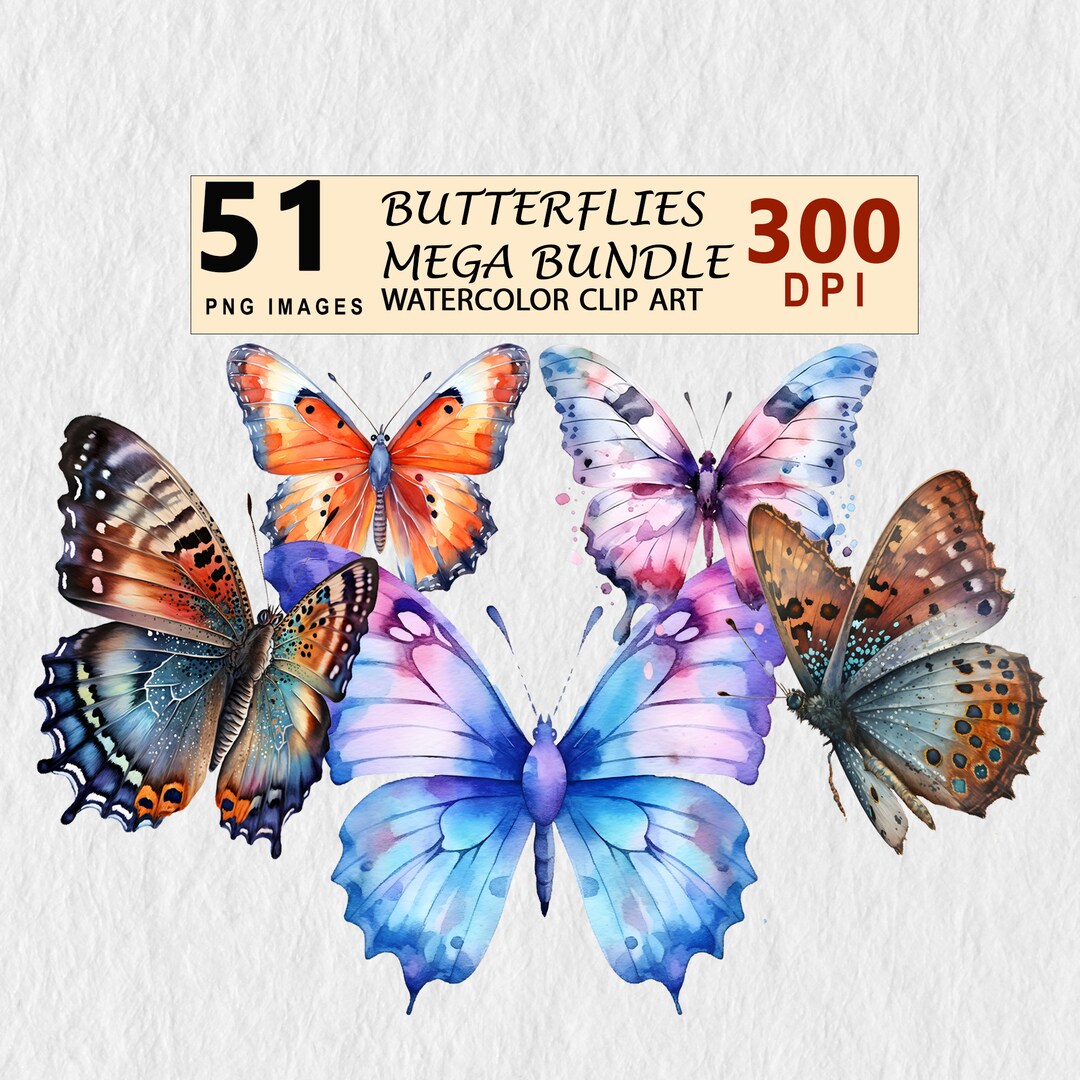 Butterfly Butterflies Mega Bundle Watercolor Clipart Illustration ...
