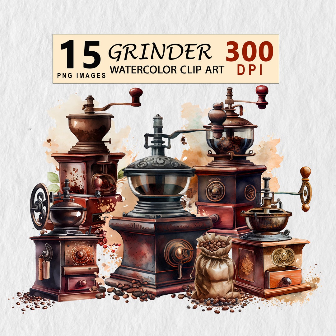 Coffee Grinder Clipart Watercolor Downloadable Illustration Transparent
