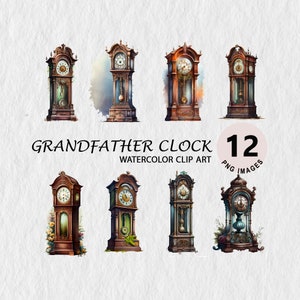 Orologio a pendolo Acquerello Clipart Elemento Illustrazione PNG trasparente Pacchetto Wall Art Mug Adesivi con licenza commerciale gratuita