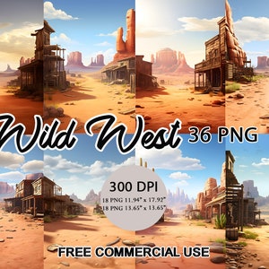 Wild West  Watercolor Clipart PNG Nursery Wall Art Scrapbooking Digital Planner Junk Journal Invitation Tshirt Commercial License Sticker