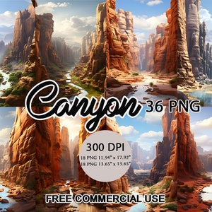 Canyon Watercolor Clipart Digital Art PNG Download Clip Art Illustration Commercial License Invitation Mugs Tshirt Sticker