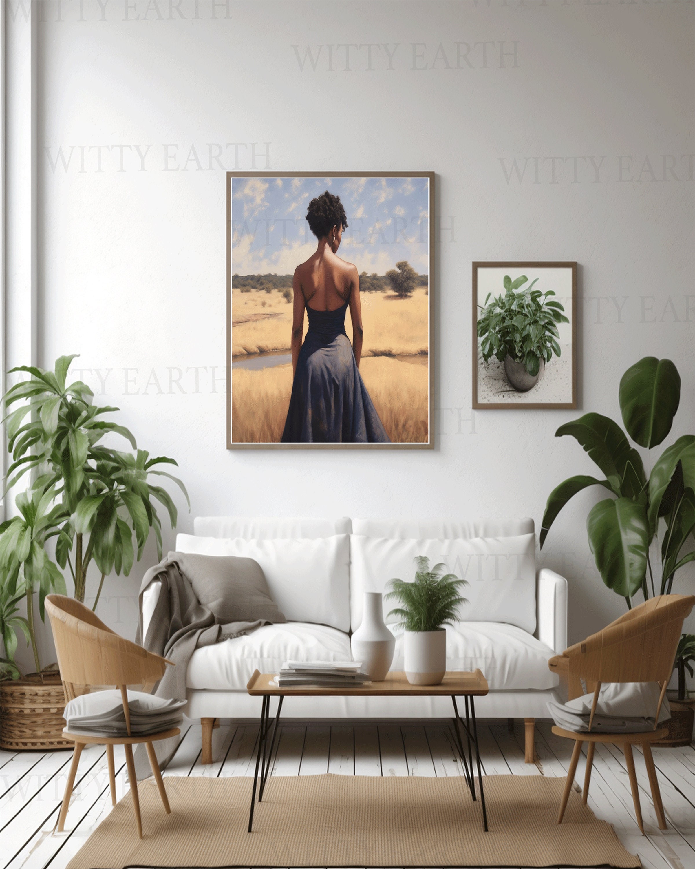Digital Oil Painting of a Black Woman in a Blue Dress | Serene ...
