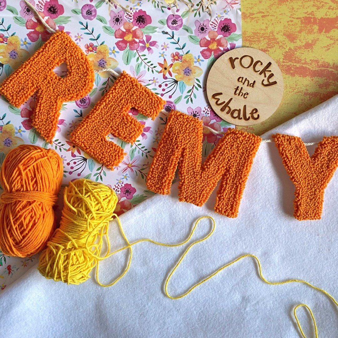 Customised Punch Needle Name Garland Name Banner, Nursery Decor