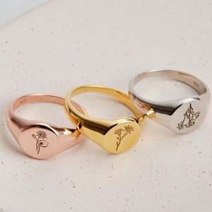 Personalized Multiple Birth Flower Ring • Gold Floral Ring • Sterling Silver Signet Ring • Personalized Jewelry • Dainty Ring