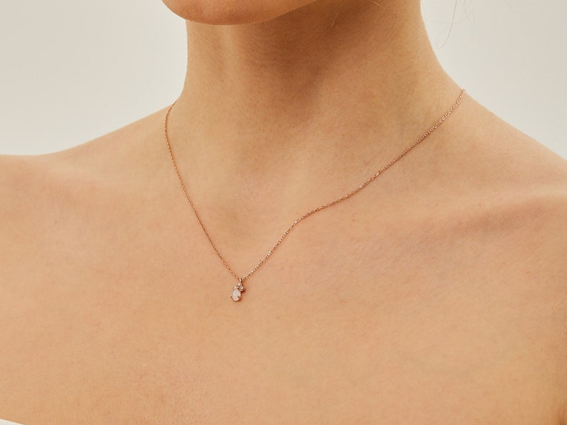 Dainty Gold Necklace / Opal Necklace / Silver Necklace / Rose Gold Necklace / Necklaces for Women / Minimalist Jewelry, Statement Necklace image 2