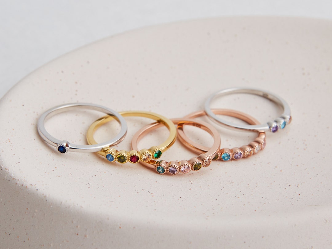Stackable Mothers Rings Examples Mothers Ring 2, 3, 4, 5, 6 Stone Stackable Rings for Women, Mothers Day ...