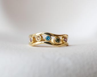 Custom  Family Birthstone Ring, Mothers Ring, Personalized gift for Mom, Multi-stone Rings for Women, Personalized Jewelry Gift