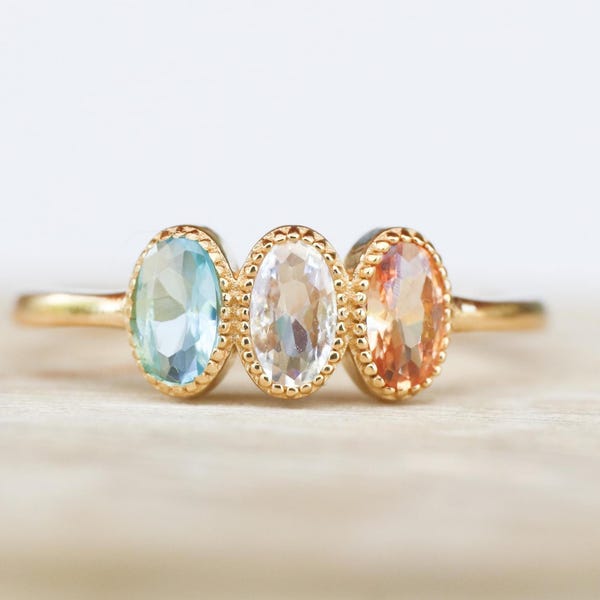 Personalized Jewelry Gift, Family Birthstone Ring, Perfect Gift for Her, Unique Gift for Mom, Grandma Ring, Mothers Day Gift, Gold Ring