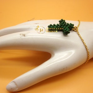 925 Sterling Silver, Malachite Beaded Gemstone Gold Plated Cross Bracelet - Stylish Gift for MuM, Christmas Gift