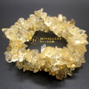 Citrine Chips Beaded Stretch Bracelet - Elegance - Uncut Gemstone Jewelry - Christmas Gift - Handmade Jewelry