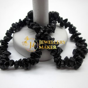 Set of Two Black Onyx Beaded Stretchable Bracelets - Timeless Elegance - Handmade Jewelry, Christmas Gift
