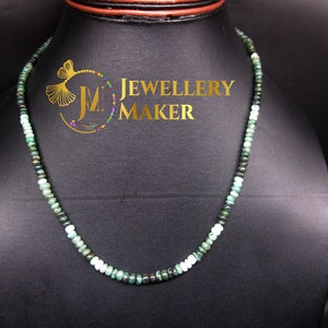 925 Sterling Silver - Green Emerald Gemstone Beaded Necklace - Gold Plated Jewelry - Handmade Jewelry - Christmas Gift