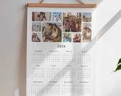 Editable Photo Calendar template, 2026-year, one page, Photo wall calendar, Custom Photo Calendar, Family Photo Calendar, Drag&Drop Calendar
